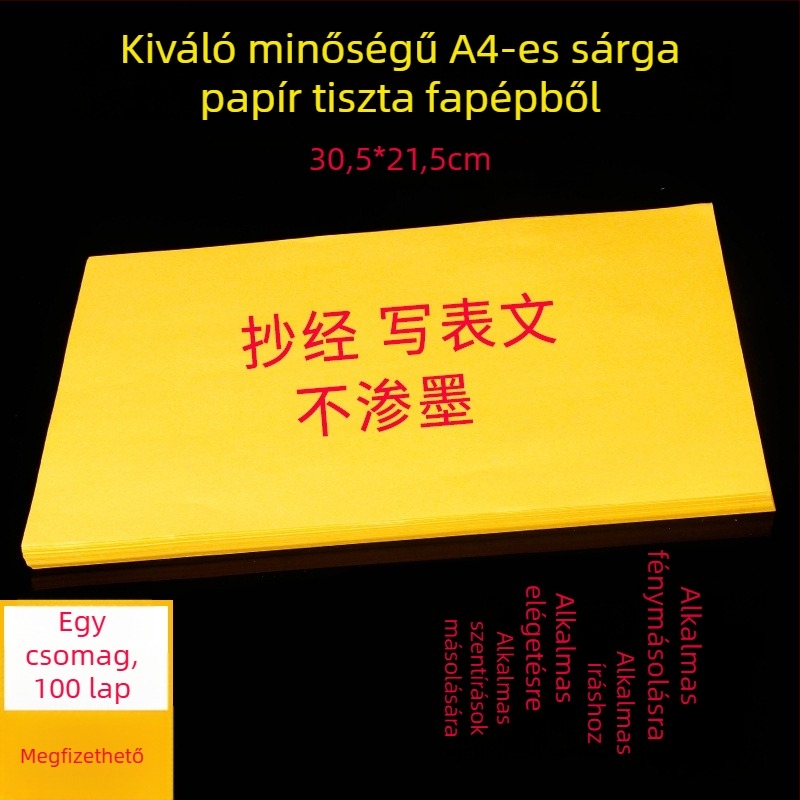A4-es sárga papír buddhista írásmásolathoz, vastagított sárga papír, ideális ajándék buddhistáknak