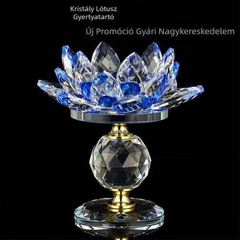 Kristály lotus gyertyatartó Buddha oltárhoz, kézzel készített lámpatartó otthoni templomhoz