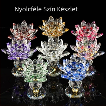 Kristály lotus gyertyatartó Buddha oltárhoz, kézzel készített lámpatartó otthoni templomhoz