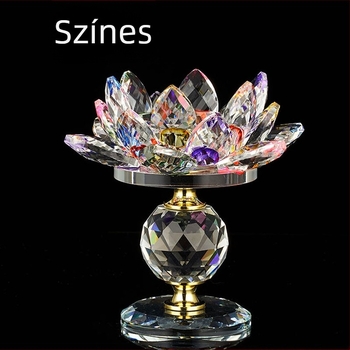 Kristály lotus gyertyatartó Buddha oltárhoz, kézzel készített lámpatartó otthoni templomhoz