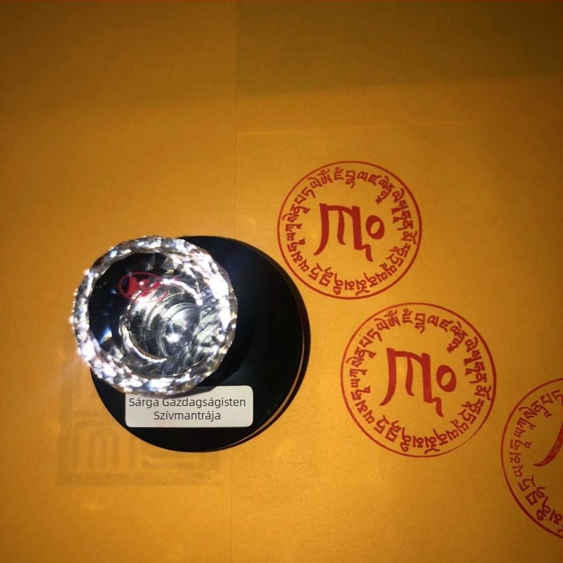 Huang Caishen Szív Mantra Pecsét, tibeti ezoterikus kerék pecsét, 5 cm, olajkibocsátó