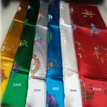 Tibeti hímzett öt színű Hada sál, vastag jacquard szövés, nyolc szerencsés jelképpel