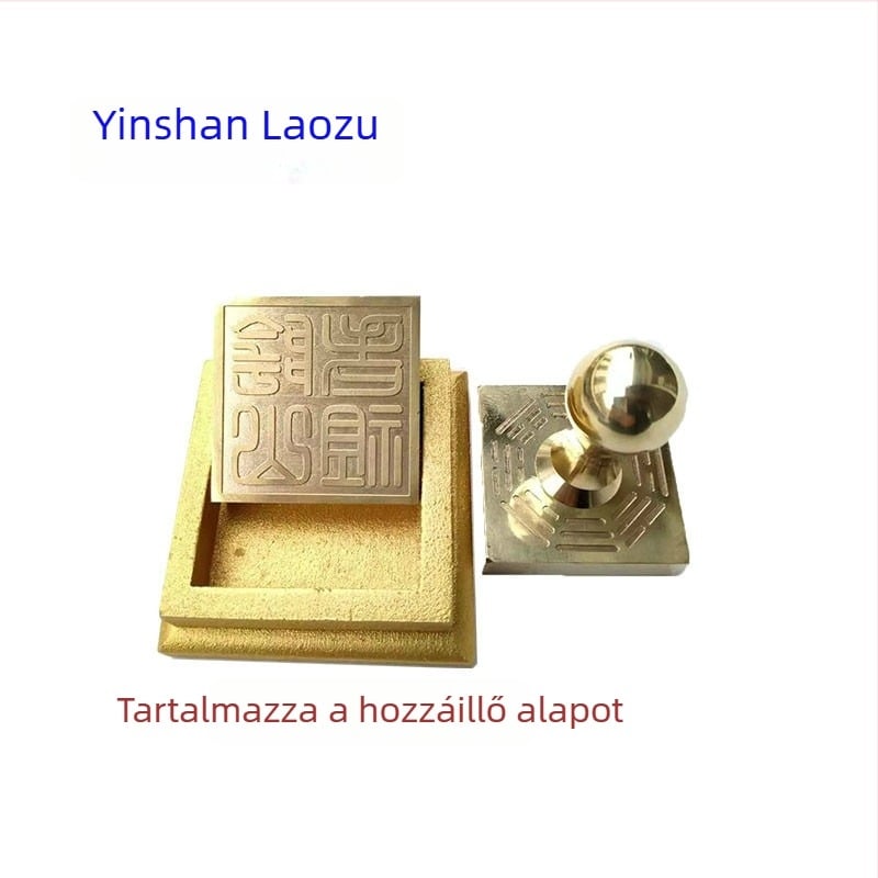 Réz Yinshan Old Ancestor pecsét alappal – taoista gravírozott pecsét