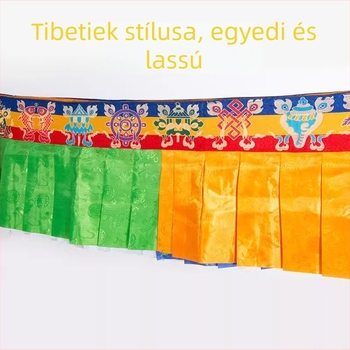 Tibeti stílusú falikarnis függöny, nyolc áldás szimbólumával és mongol függőkkel – otthoni dekoráció, öt színű textil