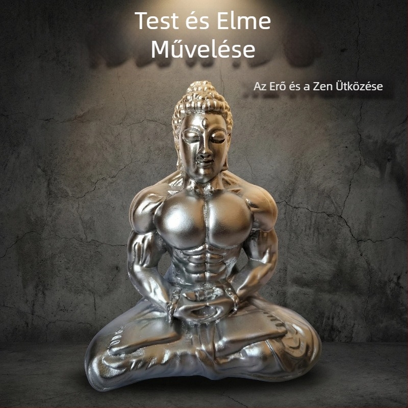 Kínai stílusú Zen Buddha resin szobor, izmos Buddha, kreatív otthoni dekoráció, íróasztali kiállító állvány, testreszabható