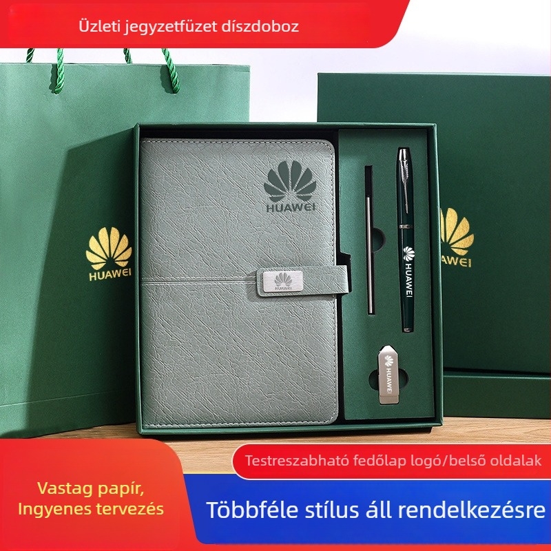 A5 üzleti értekezlet jegyzetfüzet ajándékdobozban – vállalati éves találkozó csomag, elegáns irodai kultúra notesz