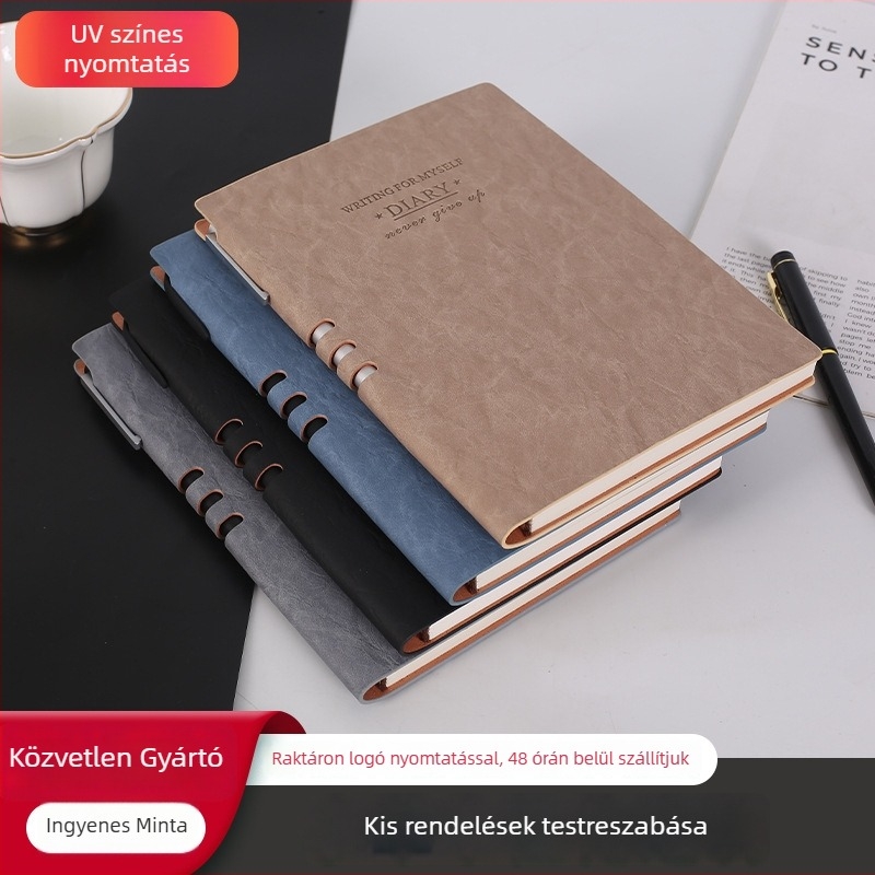 PU bőr üzleti notesz, színváltó fedéllel, A5-ös formátum, értekezletekhez, testreszabható, kézírásos stílusú