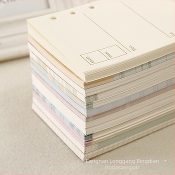 A6-os loose-leaf notesz refill – heti és havi tervező oldalak, színes belső lapok, SZ-001