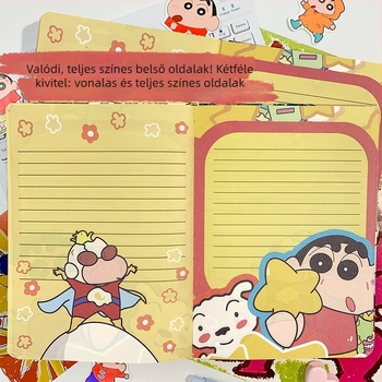 A5-ös bőrhatású borítós notesz rajzfilmszerű dizájnnal, aranyos napló Crayon Shin-Chan színes oldalakkal
