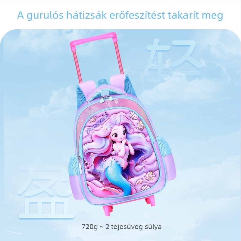 3D dinoszaurusz óvodai hátizsák kerekekkel, nagy kapacitás, könnyű