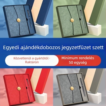 Személyre szabott logóval ellátott notesz ajándékkészlet üzleti megbeszélésekhez – műbőr borítóval