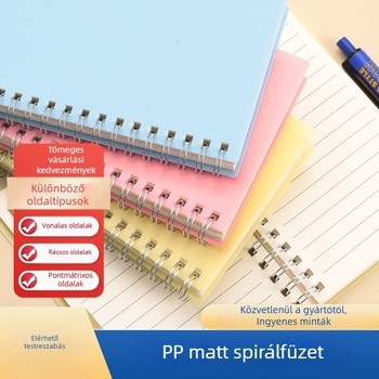 A5 méretű PP matt borítású spirálfüzet, retro stílus, 200 oldal, testreszabható oldalak