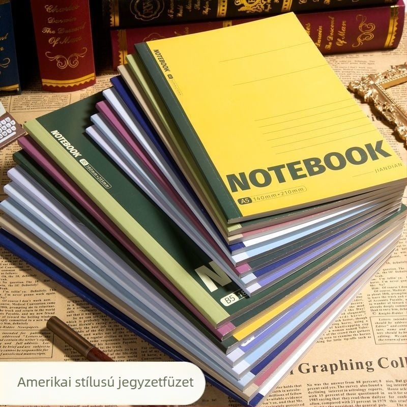 16K vastag notesz B5/A5, vonalas oldalak, egyszerű irodai jegyzetfüzet, nosztalgikus retro stílus