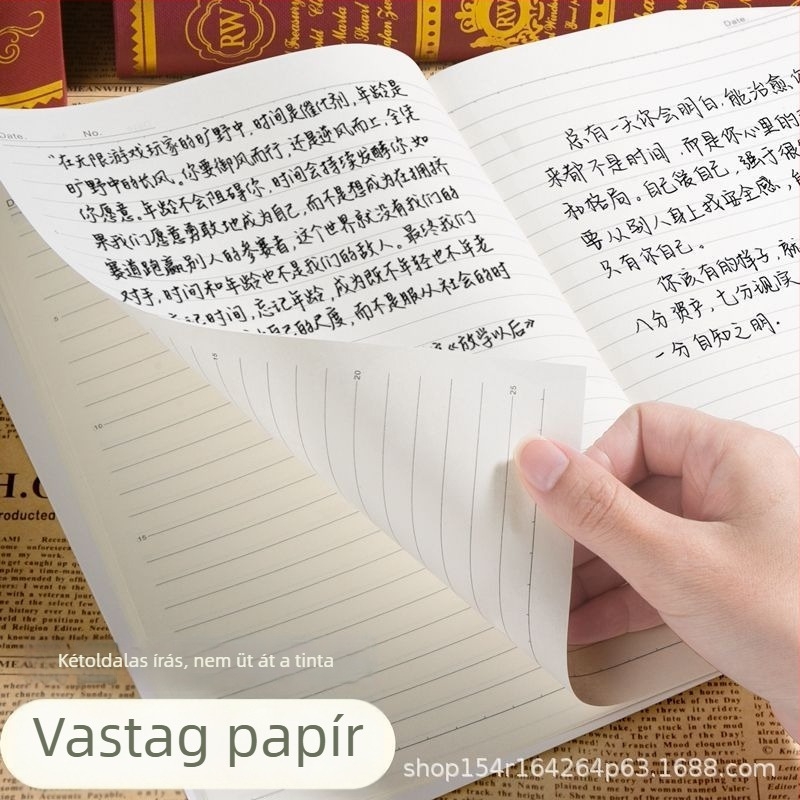 16K vastag notesz B5/A5, vonalas oldalak, egyszerű irodai jegyzetfüzet, nosztalgikus retro stílus