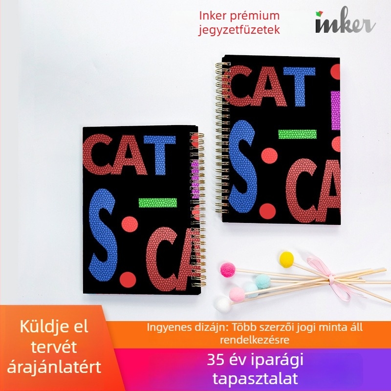 Jegyzetfüzet személyre szabott logóval, kreatív trend spirálkötés, A5, 100 oldal
