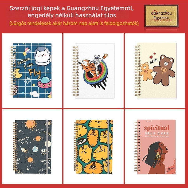 Jegyzetfüzet személyre szabott logóval, kreatív trend spirálkötés, A5, 100 oldal