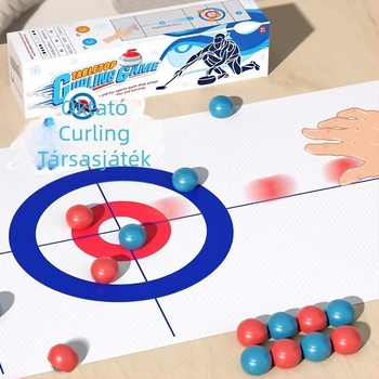 Gyermekeknek tervezett asztali játék — mini curling és futball, hordozható beltéri interaktív játék, két játékos párbaj