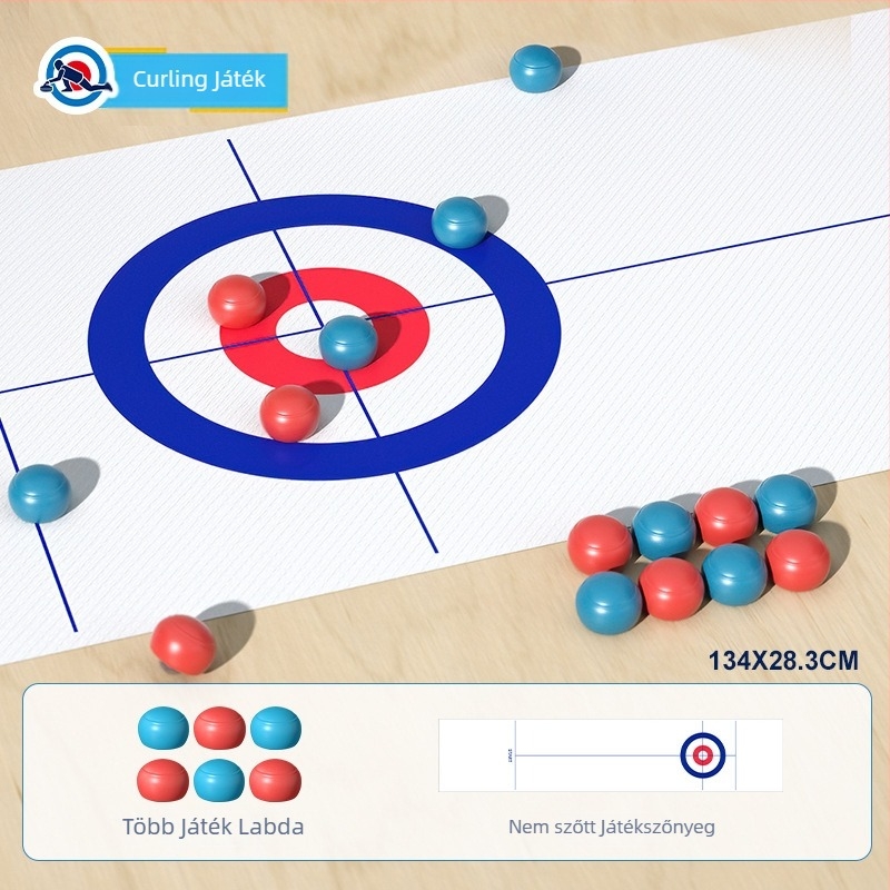 Gyermekeknek tervezett asztali játék — mini curling és futball, hordozható beltéri interaktív játék, két játékos párbaj