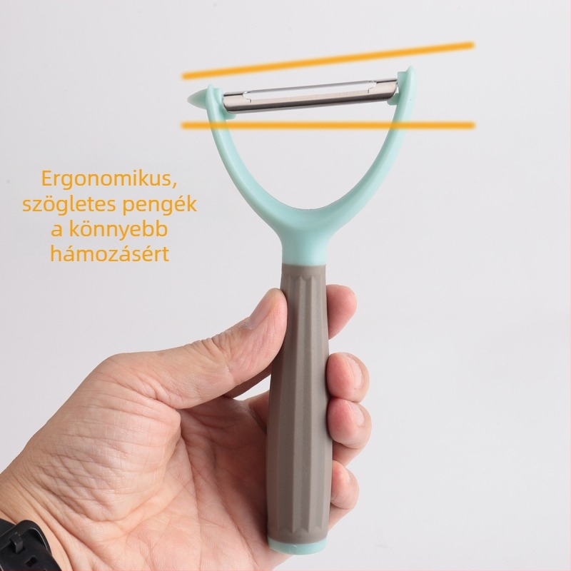 Rozsdamentes acél konyhai hámozó puha markolattal, többfunkciós gyümölcs- és zöldséghámozó