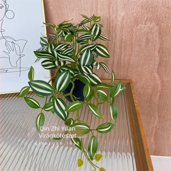3D-nyomtatott mű növény, falidísz, zöld levelekkel, 50 cm magas
