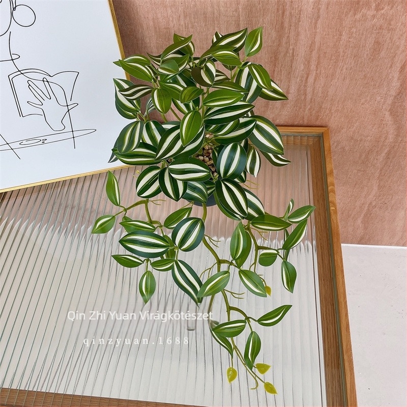 3D-nyomtatott mű növény, falidísz, zöld levelekkel, 50 cm magas