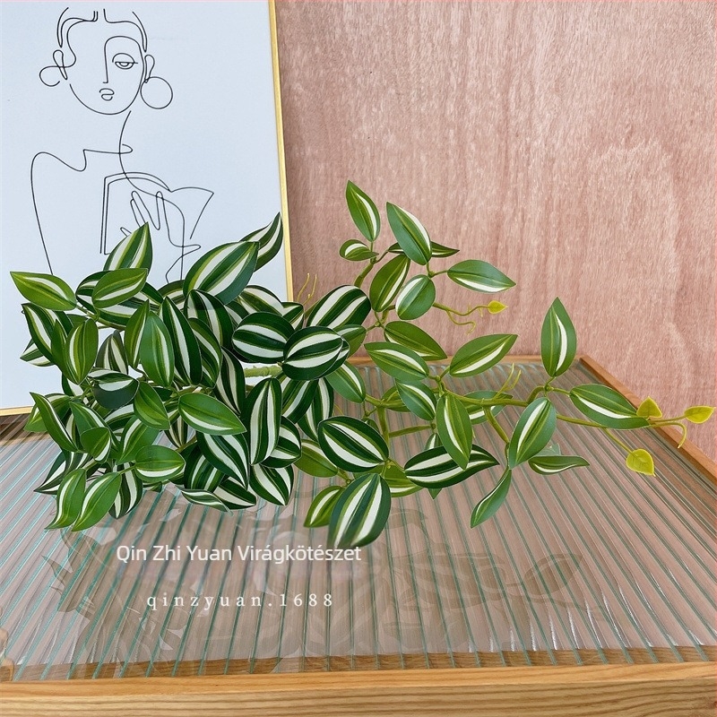 3D-nyomtatott mű növény, falidísz, zöld levelekkel, 50 cm magas