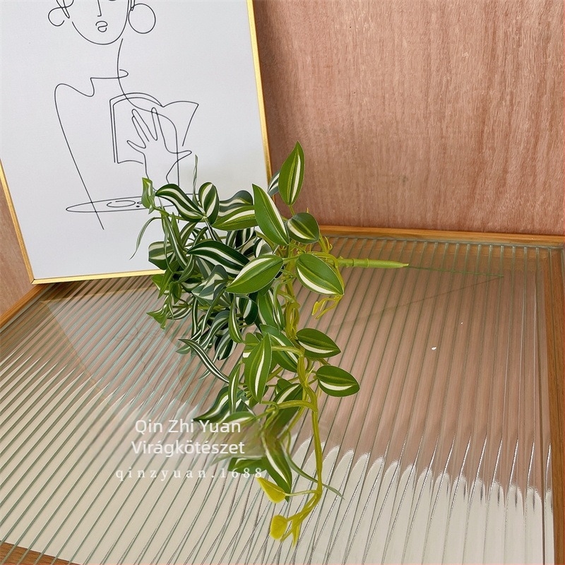 3D-nyomtatott mű növény, falidísz, zöld levelekkel, 50 cm magas