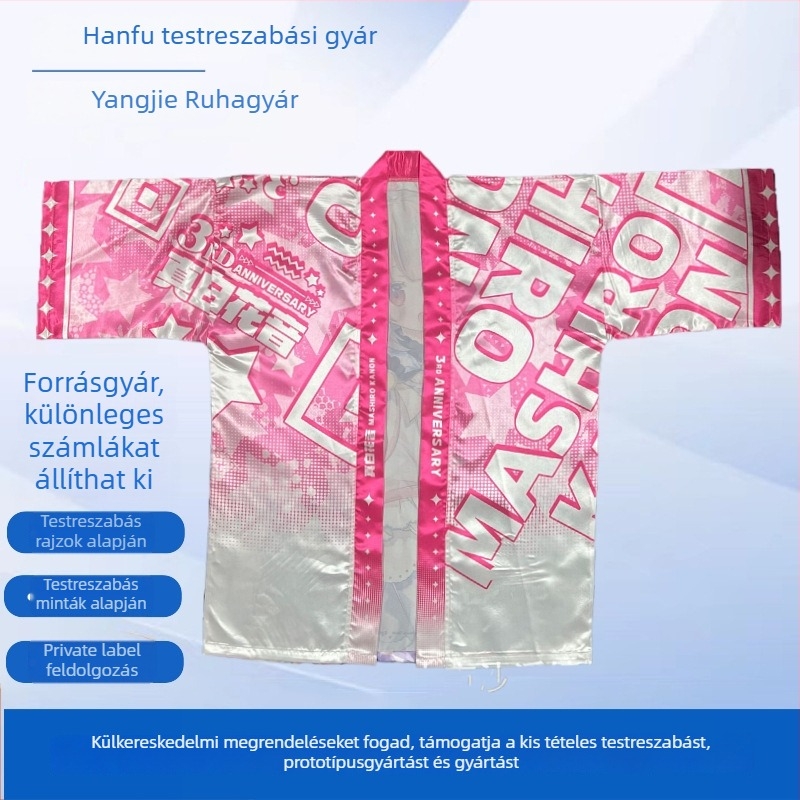 Egyedi Hanfu digitális szublimációval: rövid ujjú kimono köntös, yukata, cardigan anime rajongóknak