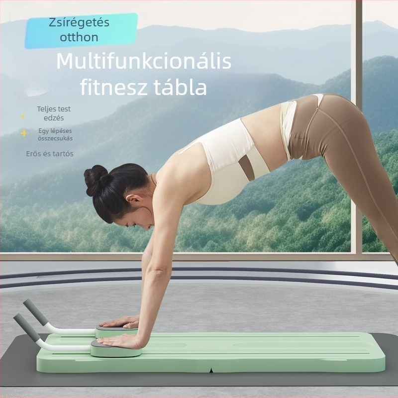 Többfunkciós fitnesz deszka összecsukható hasizomkerékkel a mellkas és a has edzéséhez.