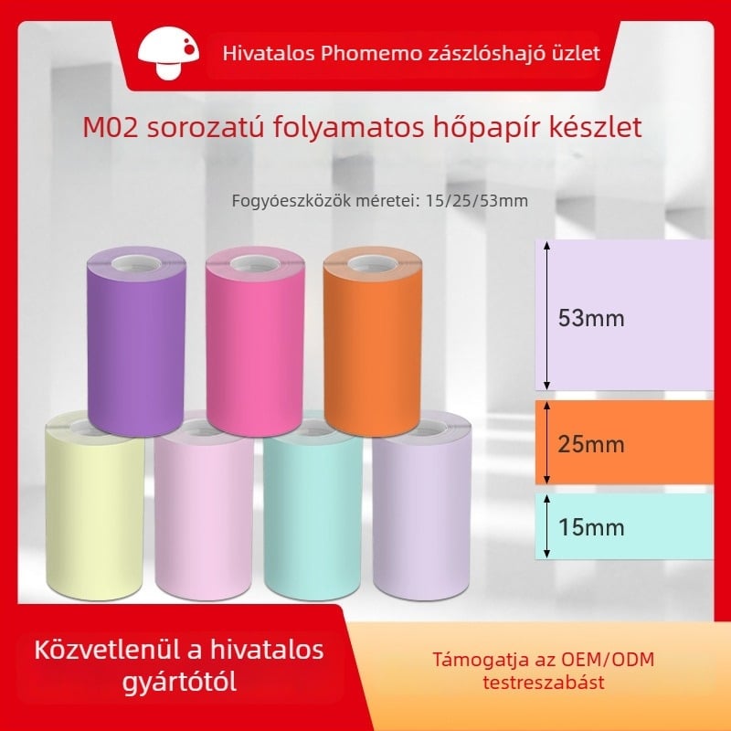 Phomemo 50/53mm M02 Series Univerzális vegyes készlet termikus nyomtatási papír nyomtatókhoz
