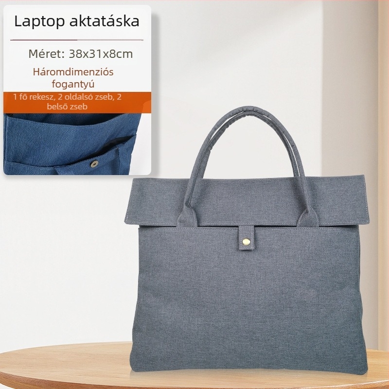 Magas minőségű hímzett konferencia aktatáska, vízálló Oxford anyagból, dokumentumtáska laptop részleggel (15 hüvelyk)