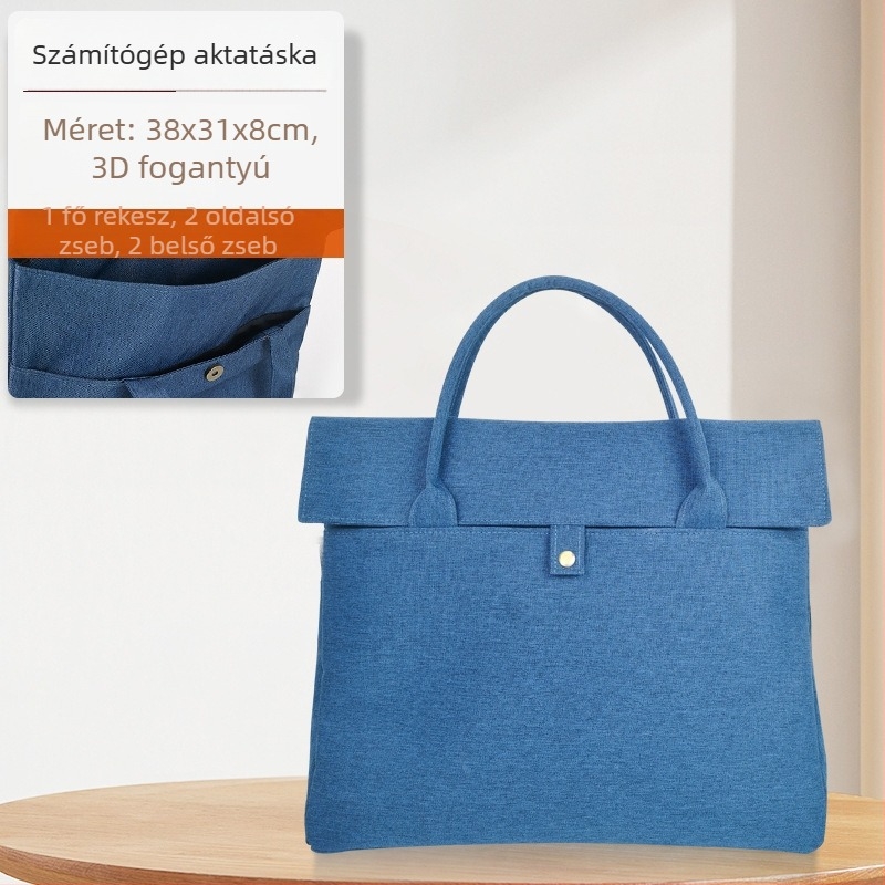 Magas minőségű hímzett konferencia aktatáska, vízálló Oxford anyagból, dokumentumtáska laptop részleggel (15 hüvelyk)