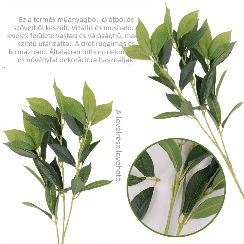 Mesterséges babérlevél és Osmanthus levelek csokor fotózáshoz és dekorációhoz, kültéri díszítéshez, 30–100 cm