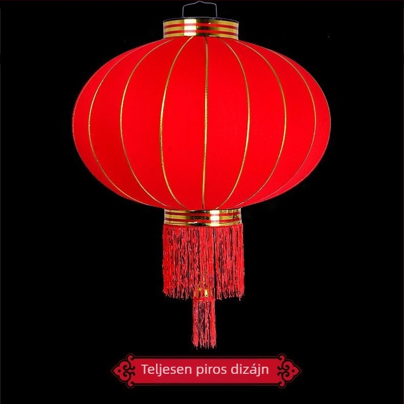 Kínai újév vörös lampion, kültéri vízálló flockált lámpás dekoráció