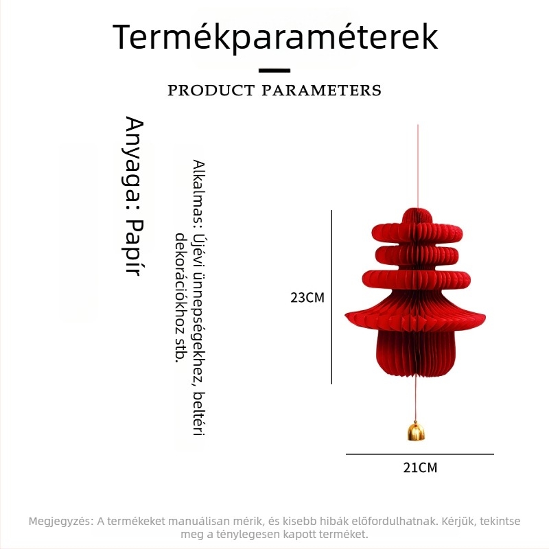 2026 Új, vastag piros papír méhsejt gömb lámpás – két méretben – dekoráció az új évre