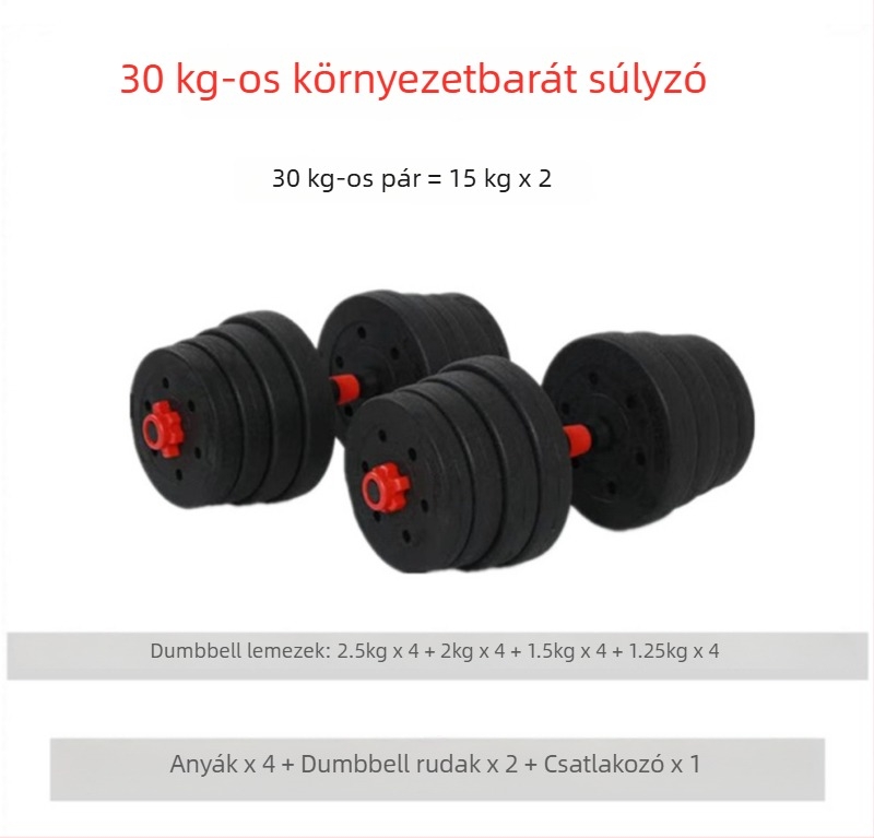 Környezeti szempontból barátságos cementes súlyzó készlet otthoni használatra, állítható 20–30 kg, rúddal és súlyzókkal