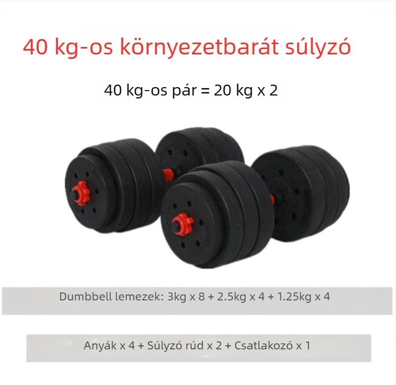 Környezeti szempontból barátságos cementes súlyzó készlet otthoni használatra, állítható 20–30 kg, rúddal és súlyzókkal