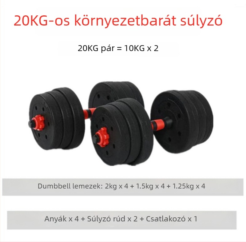 Környezeti szempontból barátságos cementes súlyzó készlet otthoni használatra, állítható 20–30 kg, rúddal és súlyzókkal