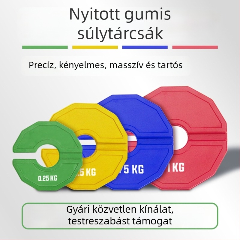 Gumi súlytárcsák súlyzórúdhoz, hordozható kivitel 35 mm-es lyukkal