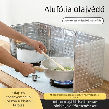 Nagy méretű alumíniumfóliából készült tűzhelyvédő az olajfröccsenés ellen – hőszigetelő, tartós
