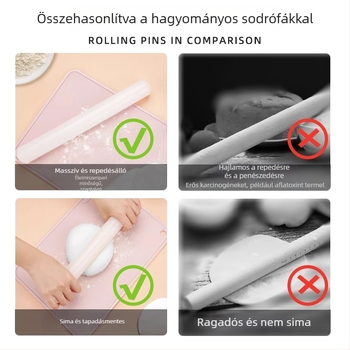 PP műanyag nyújtófa, három részes készlet, tapadásmentes, élelmiszer-minőségű, tészta nyújtásához, hosszú és rövid nyújtó felületek