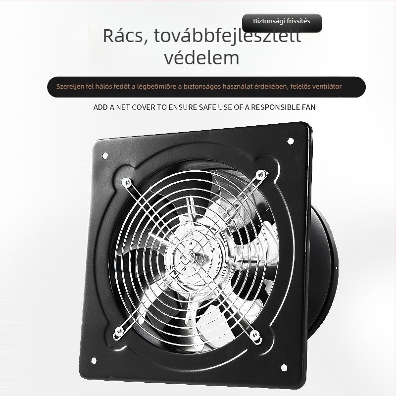 6 hüvelykes fürdőszobai kilépő ventilátor, ablakos típus, falra szerelt, fekete, porálló, konyhai ventilátor