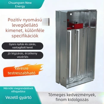 Pozitív nyomású levegőellátó ventillátor, többszínű füstkivezető és lépcsőházi kivezetés, elektromosan záró tűzvédelmi pozitív nyomású levegőellátó