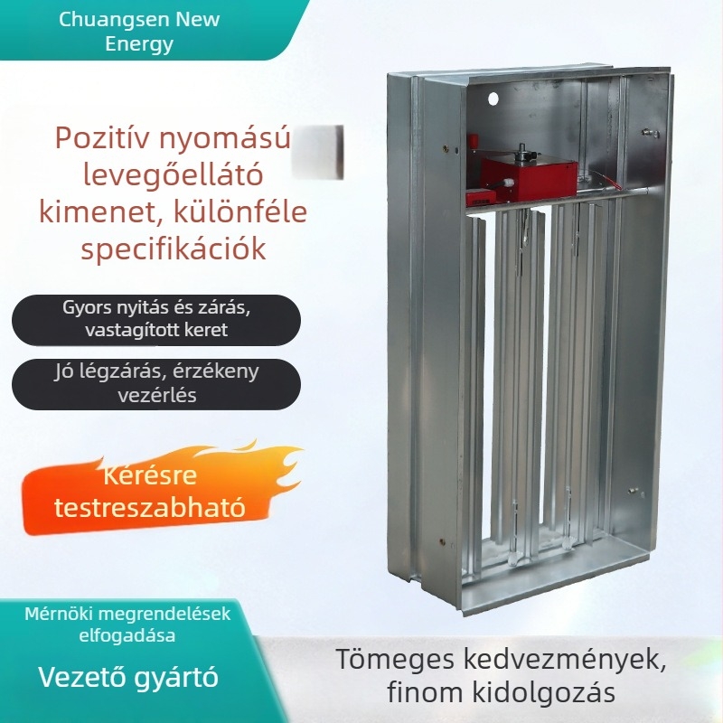 Pozitív nyomású levegőellátó ventillátor, többszínű füstkivezető és lépcsőházi kivezetés, elektromosan záró tűzvédelmi pozitív nyomású levegőellátó