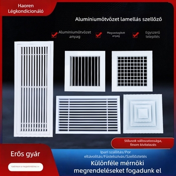 Alumíniumötvözetből készült kettőslapos lamellás levegőnyílás, vízálló, levehető frisslevegő-rendszerrel, rostélyos stílus