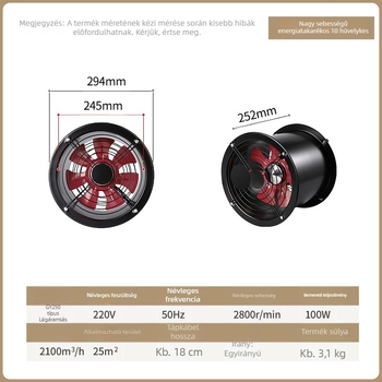 Kai Sheng Flangos Cylindríkus Axial Ventilátor Konyhához, Falra Szerelhető Csőventilátor, Nagy Légáramlat
