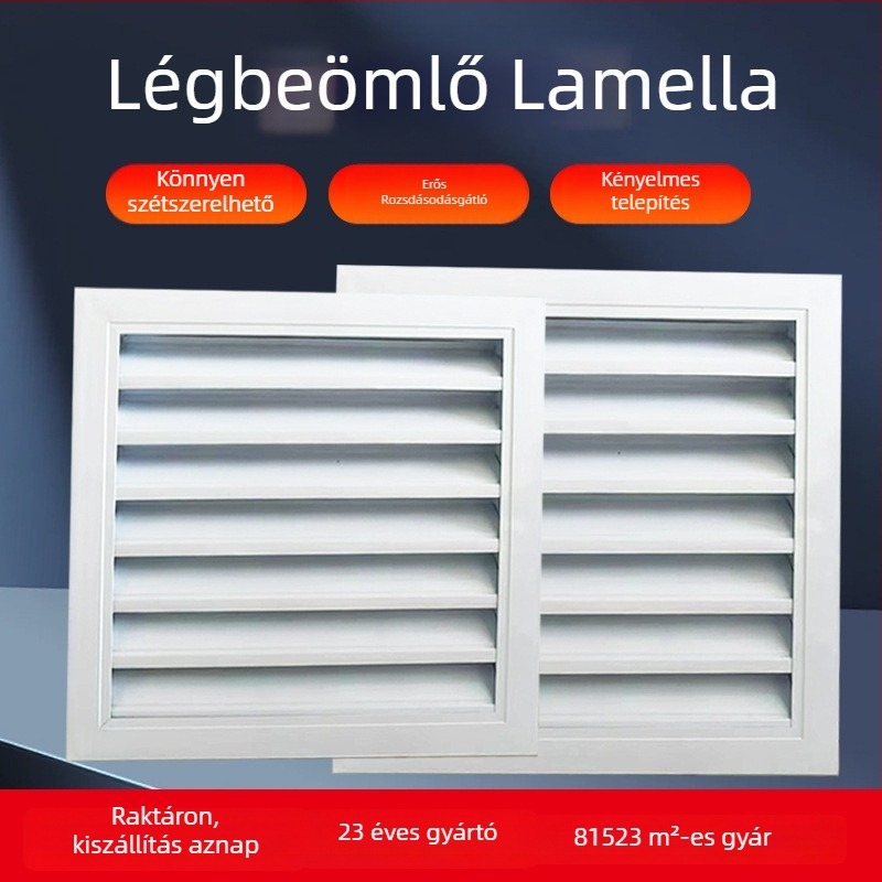 Egyrétegű lamellás szellőző, hangelnyelő