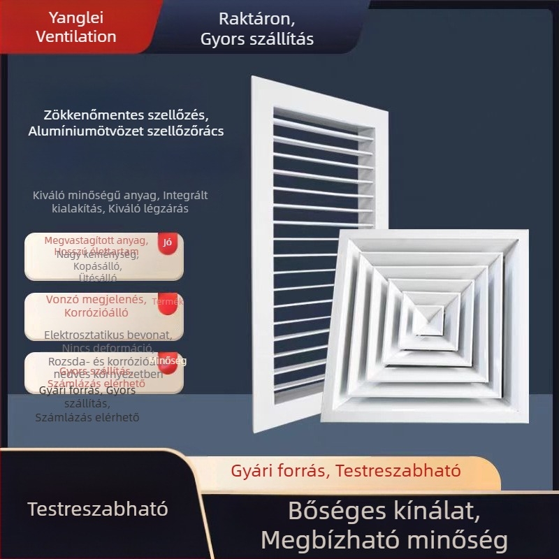 Alumíniumötvözet visszaáramló ablak állítható szellőzővel, dupla rétegű lamellákkal pormentes műhelyhez