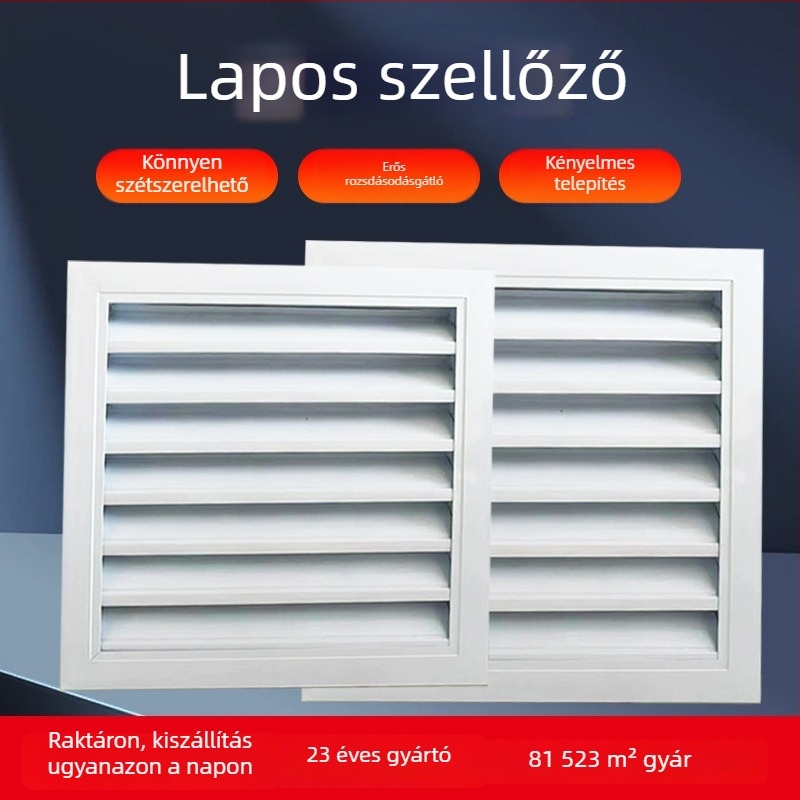 Központi klímaberendezés kiáratának lamellái, esőálló, két- és egyrétegű, porlasztott műanyagból