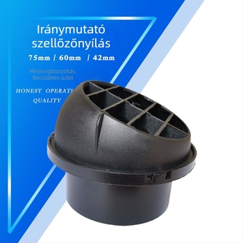 75 mm-es kör alakú légkivezető tartozék autóhő- és klímaberendezéshez, forgó négyszögletes levegőnyílás